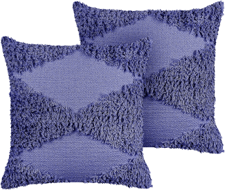 Dekokissen geometrisches Muster Baumwolle violett getuftet 45 x 45 cm 2er Set RHOEO