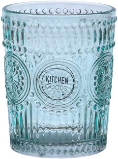Trinkgläser Vintage - Glas - 280ml - H: 10cm - mit Muster - blau - 4er Set