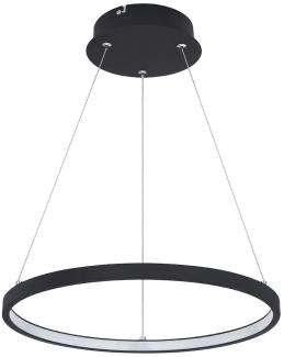 LED Hängeleuchte, Ring-Design, schwarz-matt, opal, 38,5 cm