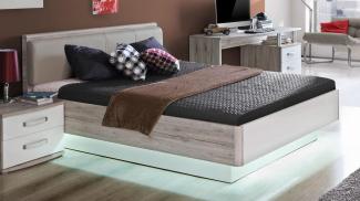 'Rondino' Doppelbett, Holz Sandeiche Nb. / weiß, ohne Beleuchtung, 140 x 200