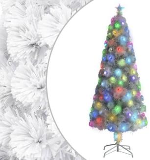 vidaXL Künstlicher Weihnachtsbaum mit LED Weiß 210 cm Glasfaser