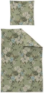 Irisette Eos Mako-Satin Bettwäsche 155x220 Blumen Rosen Blüten grün 8287-30