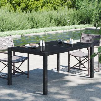 vidaXL Gartentisch 150x90x75 cm Gehärtetes Glas Poly Rattan Schwarz 316706