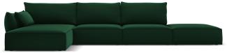 Micadoni 5-Sitzer Samtstoff Ecke links Sofa Kaelle | Bezug Bottle Green | Beinfarbe Black Plastic