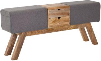 KADIMA DESIGN Retro-Sitzbank mit Schubladen und Stoffbezug: 100% Massivholz, Einzelstück der Extraklasse. Material: Stoff