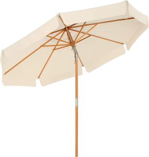 SONGMICS Sonnenschirm, 300 cm, Schirmmast und Schirmrippen aus Holz