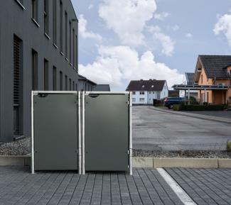 Hide Metall Mülltonnenbox für 2 Mülltonnen 120 Liter | Grau | 64x121x115 cm