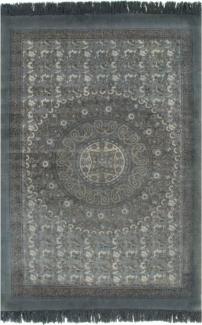 vidaXL Kelim-Teppich Baumwolle 120x180 cm mit Muster Grau [246569]