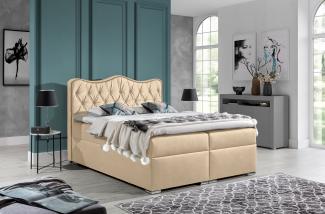 99rooms Figaro Boxspringbett Velours ROYAL VELVET Creme 120x200 cm