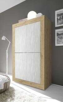 Highboard >Belinda< in Eiche Cadiz / Weiss - 102x162x43cm (BxHxT)