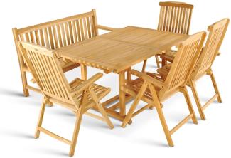 Gartenmöbel Set 6tlg mit Bank Teak Gartentisch ausziehbar 180-240 cm KUBA/ARUBA 48347845