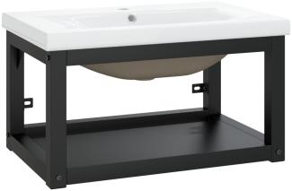 vidaXL Badezimmer-Waschtischgestell mit Waschbecken Schwarz Eisen