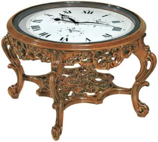 Casa Padrino Luxus Barock Couchtisch mit Uhr Braun - Prunkvoller Barockstil Cocktailtisch - Barock Möbel - Barock Interior - Edel & Prunkvoll - Luxus Qualität - Made in Italy