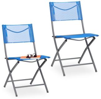 Klappbarer Gartenstuhl 2er Set blau 10035906