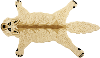 Kinderteppich Wolle beige 100 x 160 cm Wolfmotiv BALTO