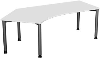 Schreibtisch 135° '4 Fuß Flex' links, höhenverstellbar, 216x113cm, Lichtgrau / Anthrazit
