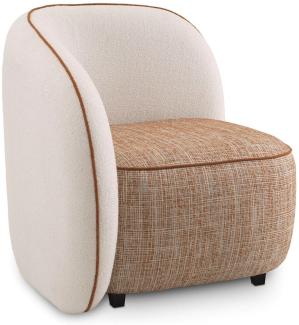 Casa Padrino Luxus Designer Sessel Linke Seite Creme / Orange / Schwarz 90 x 85 x H. 82 cm - Wohnzimmer Sessel - Hotel Sessel - Wohnzimmer Möbel - Luxus Möbel - Wohnzimmer Einrichtung