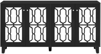 Merax Sideboard mit Spiegelelementen und geometrischem Trellis-Muster, Kommode mit Spiegelfront, Anrichte