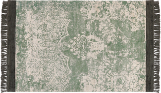 Teppich Viskose grün beige 140 x 200 cm cm orientalisches Muster Kurzflor AKARSU