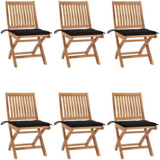 Klappbare Gartenstühle mit Kissen 6 Stk. Massivholz Teak 3072841