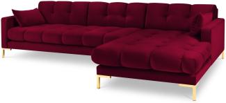 Micadoni 5-Sitzer Samtstoff Ecke rechts Sofa Mamaia | Bezug Red | Beinfarbe Gold Metal