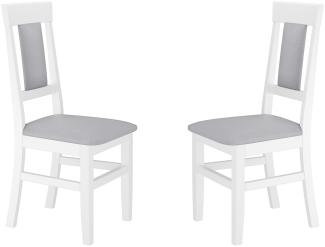 2er-Set Gepolsterter Massivholz-Stuh in weiß/grau