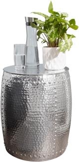 Wohnling Beistelltisch PADRO 42 x 49 x 42 cm Aluminium Dekotisch orientalisch rund, Silber