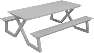 Inko Cebu Sitzgruppe Tisch mit 2 Bänken Alu Picknickbank 200x174x75 cm 2 Farben zur Wahl Weiß