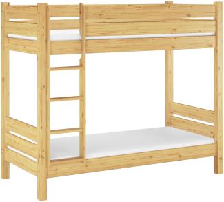 Erst-Holz Etagenbett mit waagrechten Balken, Kiefer, Natur 90 x 190 Bett, Rollroste, Matratzen
