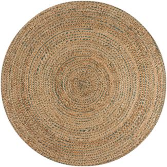 Handgewebter Jute-Teppich in Naturtönen EDEN von Kadima Design. Farbe: Braun-Blau, Größe: 133x133 cm