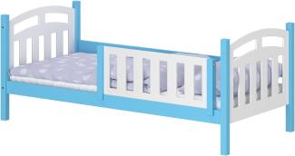 WNM Group Kinderbett für Mädchen und Jungen Suzie - Jugenbett aus Massivholz - Hohe Qualität Bett mit Rausfallschutz für Kinder 180x80 cm - Blau