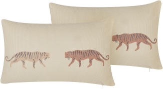 Dekokissen Tiermotiv beige 30 x 50 cm 2er Set NIEREMBERGIA