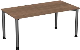 Schreibtisch '4 Fuß Flex' höhenverstellbar, 160x80cm, Nussbaum / Anthrazit