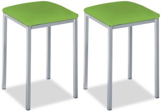 ASTIMESA - Gepolsterter Küchenhocker - Solide und Feste Struktur - Gestell Farbe Aluminium und Sitzfläche aus Kunstleder - Farbe des Sitzes: Grün, Lieferumfang: 2 Stück, Maße: 35 x 35 x 45 cm