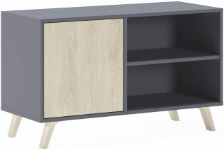 Skraut Home – TV-Schrank für Wohnzimmer – 57 x 95 x 40 cm – geeignet für 32/40"-Fernseher – Modell Wind 100 – Grau – Puccini-Farbe Flügeltür