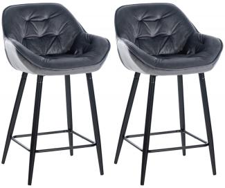 2er Set Barhocker Gibson Samt (Farbe: dunkelgrau)