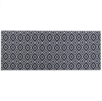 Teppich schwarz weiß 80 x 200 cm geometrisches Muster Kurzflor KARUNGAL