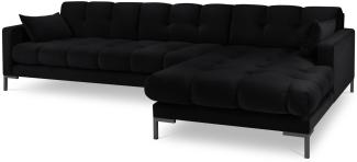 Micadoni 5-Sitzer Samtstoff Ecke rechts Sofa Mamaia | Bezug Black | Beinfarbe Black Metal