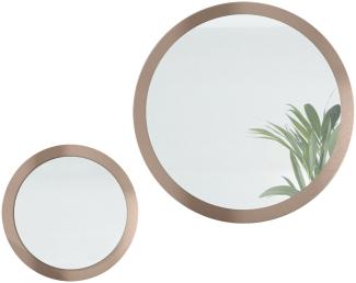 Spiegel Globe Set 50 und 80 cm, 2 dekorative runde Wandspiegel für Flur und Wohnzimmer mit MDF-Rahmen in Bronze Optik