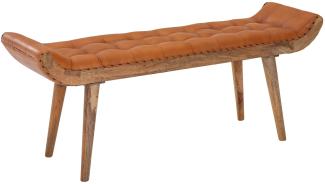 KADIMA DESIGN Sitzbank aus Massivholz und Leder/Stoff - Modernes Design, Chesterfield-Muster, hohe Belastbarkeit. Material: Leder