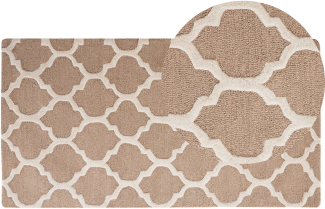 Teppich beige 80 x 150 cm marokkanisches Muster Kurzflor ERBAA