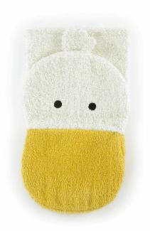 Kinder Waschlappen kleine Ente aus Baumwolle in gelb/ weiß, Waschhandschuh Baby (Ökotex Standard 100)