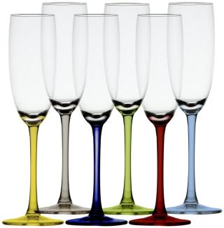 Sektglas Champagne Party Color Base, Set 6 Stück, unzerbrechlich, farbig, Ecozen