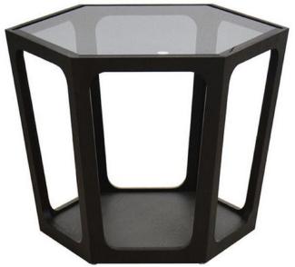 Casa Padrino Luxus Couchtisch Schwarz 70 x 61 x H. 44 cm - Wohnzimmertisch mit schwarz getönter Glasplatte - Wohnzimmer Möbel - Luxus Möbel