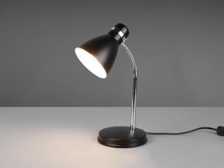 LED Schreibtischleuchte flexibel, Chrom & Metallschirm Schwarz, 33cm