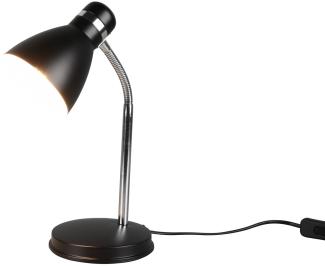 LED Schreibtischleuchte flexibel, Chrom & Metallschirm Schwarz, 33cm