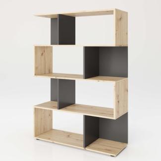 Shelfy - Bücherregal, Büroregal, Raumteiler mit 8 Fächern, asymmetrische Aufteil