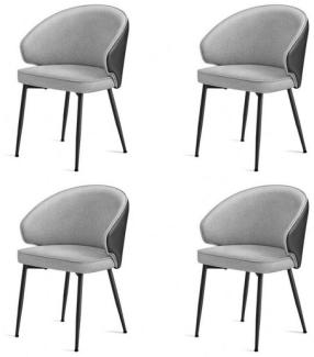 VASAGLE 4 Set Küchenstuhl Polsterstuhl Wohnzimmerstuhl Sessel mit Rückenlehne, Metallbeine,Loungesessel hellgrau CDL104G01