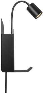 Nordlux ROOMI Wand Leselampe schwarz GU10 mit Ablage u. USB-Port 16,5x24,8x28,2cm