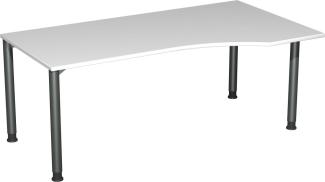 PC-Schreibtisch '4 Fuß Flex' rechts, höhenverstellbar, 180x100cm, Lichtgrau / Anthrazit